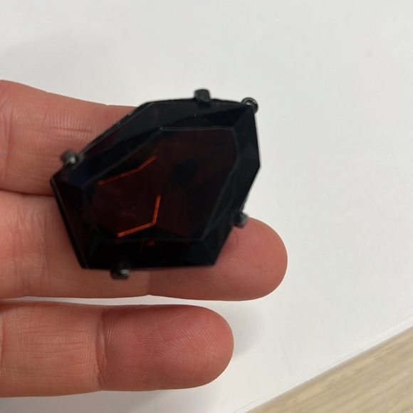 Coffee Brown Large Faceted Stone in Black Metal Cage Pendant - Picture 2 of 7